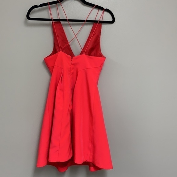 Topshop Strappy Bonded Mini Cocktail Dress Coral - Picture 4 of 8